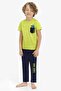 Boy's Surfing Oil Green Cotton Short Sleeve Pajama Set
