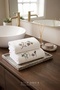100% Cotton Embroidered Design Flower & Leaf Pattern Hand and Face Towel 50X90 cm Set of 2 - 2