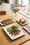 3 Piece Melamine Presentation Plate Set, Presentation Plate, Serving Plate - Patterned Unbreakable Serving Plate - White - 3