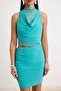 Turkuaz Dantel Bel Dekolteli Bodycone/Vücudu Saran Kısa / Mini Örme Party Elbise TPRSS26EL00255 - 3