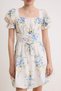 Multi-Colored Floral Pattern Waist Detailed Balloon Sleeve Mini Balloon Woven Dress Twoss26El00926 - 3