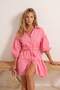 Pink Woven Belted 100% Cotton Beach Mini Dress Tbess25El00034 - 2