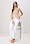 Beyaz Yüksek Bel Ütü İzli Az Esnek Wide Leg Jeans TWOSS26JE00191