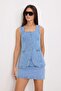 Mavi %100 Pamuk Yelek Etek Denim Alt - Üst Takım TWOSS26AU00192 - 2