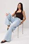 Premium Buz Mavisi Özel Kumaş DÖKÜMLÜ Yüksek Bel %100 Pamuk Wide Leg Jeans TWOSS26JE00136 - 2