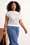 Gray Melange Double Layer Sheer Asymmetric Collar Knitted Plus Size Blouse Tbbss26Af00193