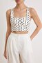 Beyaz Gabardin Puantiyeli Crop Bluz TWOSS26BZ00970 - 3