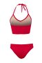 Slogan Detailed Chlorine & Water Resistant Long Lasting Lycra ® Xtralifehipster Bikini Set Tbess26Bt00164 - 7
