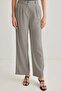 Açık Gri Wide Leg/Geniş Paça Pilili Dokuma Pantolon TWOAW22PL0475 - 5