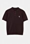 Kahverengi Regular/Normal Kesim Nakışlı Dokulu Triko Polo Yaka T-shirt TMNAW27PO00004 - 5