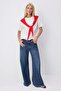Ekru Düz Oversize Bisiklet Yaka Bağlama Detaylı Uzun Yumuşak Örme T-Shirt TWOSS26TS00269 - 2