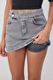 Gri Bel Detaylı %100 Pamuk Denim Şort Etek TWOSS26SR00001 - 3