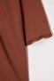Brown Plain Boxy Crew Neck Low Sleeve Short 100% Cotton Knitted T-Shirt Twoss26Ts00170 - 3