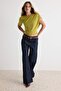 Yağ Yeşil Fitted Pelerinli Bisiklet Yaka Düşük Kol Crop Sandy Örme Bluz TWOAW27BZ00093 - 2