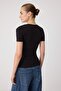 Black-White-Khaki Plain Regular Square Neck Standard Sleeve Short Stretch Knitted T-Shirt Twoss26Ts00348 - 4
