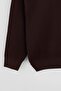 Kahverengi Oversize/Geniş Kesim Dokulu Kontrast Yaka Detaylı Polo Yaka Triko Kazak TMNAW27KZ00016 - 7