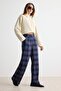 Lacivert Ekoseli Geniş Paça Pantolon TWOAW27PL00013 - 6