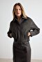 Black Regular Fit Leather Collared Suede Bomber Jacket Coat Twoaw27Mo00048 - 3