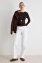 Beyaz %100 Pamuk Kemer Detaylı Düşük Bel Wide Leg Jeans TWOAW27JE00063