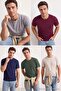 Gri-Lacivert-Taş-Bordo-Haki 5'li Paket Regular Fit Basic %100 Pamuklu T-ShirtTMNSS24TS00082