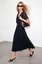 Black V-Neck Sleeveless Chiffon Cape Belted Event Dress Tdrss26El00105