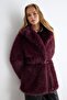 Bordo Kemerli Suni Kürk Oversize Midi Kaban TWOAW27KB00012 - 3