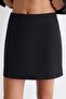 Siyah Basic Yüksek Bel A-line Mini Boy Dokuma Etek TWOSS22ET0136 - 3