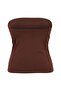 Kahverengi-Bej 2'Li Paket Fitted Crop Esnek Örme Bluz TBBSS26AF00083 - 10
