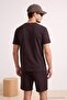 Koyu Kahverengi 3'lü Regular/Normal Kesim T-Shirt, Eşofman Altı, Şort Eşofman Takımı TMNSS25EM00001 - 17