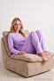 Lila %100 Pamuklu Puantiye ve Kalpli Örme Pijama Takımı THMAW25PT00039 - 2