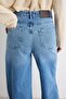 Premium Koyu Mavi %100 Pamuk Yüksek Bel Ekstra Wide Leg Jeans TWOAW27JE00074 - 4