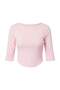 Açık Pembe %100 Pamuk Truvakar Kol Bisiklet Yaka Crop Kol Ucu Detaylı Örme T-Shirt TWOAW27TS00042 - 7