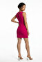 Front Bead Detail Low Cut Half Lined Short Dress - 4