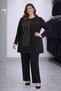 Women's middle-aged and older plus size stone embellished mother's tunic and pants set 1425 - 3