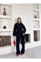 Women's Lace-Up Navy Blue Jacket Pants Denim Set - 4