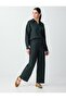 Dark Green 100% Cotton Regular Waist Lace-Up Long Woven Trousers - 2