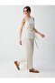 Ecru Relaxed Fit Regular Waist Striped Long Trousers - 3