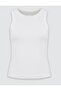 White Round Neck Slim Fit Sleeveless Knitted Tank Top - 6