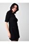 Black Short Sleeve Crew Neck Straight Cut Knitted Dress