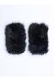 Black Plush Detailed Fingerless Gloves