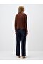 Brown Half Turtleneck Relaxed Fit Patterned Blouse - 6