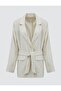 Stone Straight Cut Long Sleeve Woven Linen Blend Jacket - 7