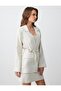 Stone Straight Cut Long Sleeve Woven Linen Blend Jacket - 4