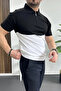 Men's Color Block Polo Neck Half Zip T-Shirt White Edw234 - 3