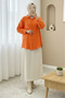 Single Pocket Buttoned Linen Shirt -Orange