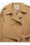 Double Breasted Lapel Long Sleeve Buttoned Belt Lined Trench Coat - 6
