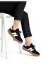 Women's Black White Suede Sneakers Shoes - 6