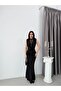 Women's Lace Detailed Degaje Collar Zero Sleeve Long Evening Dress - 3
