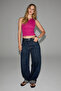 Meadow women's soft and flexible fabric asymmetrical neck one shoulder open fuchsia blouse - 4