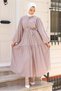 Women's Puder Balloon Sleeve Belted Casual Dress t 08002 - 3